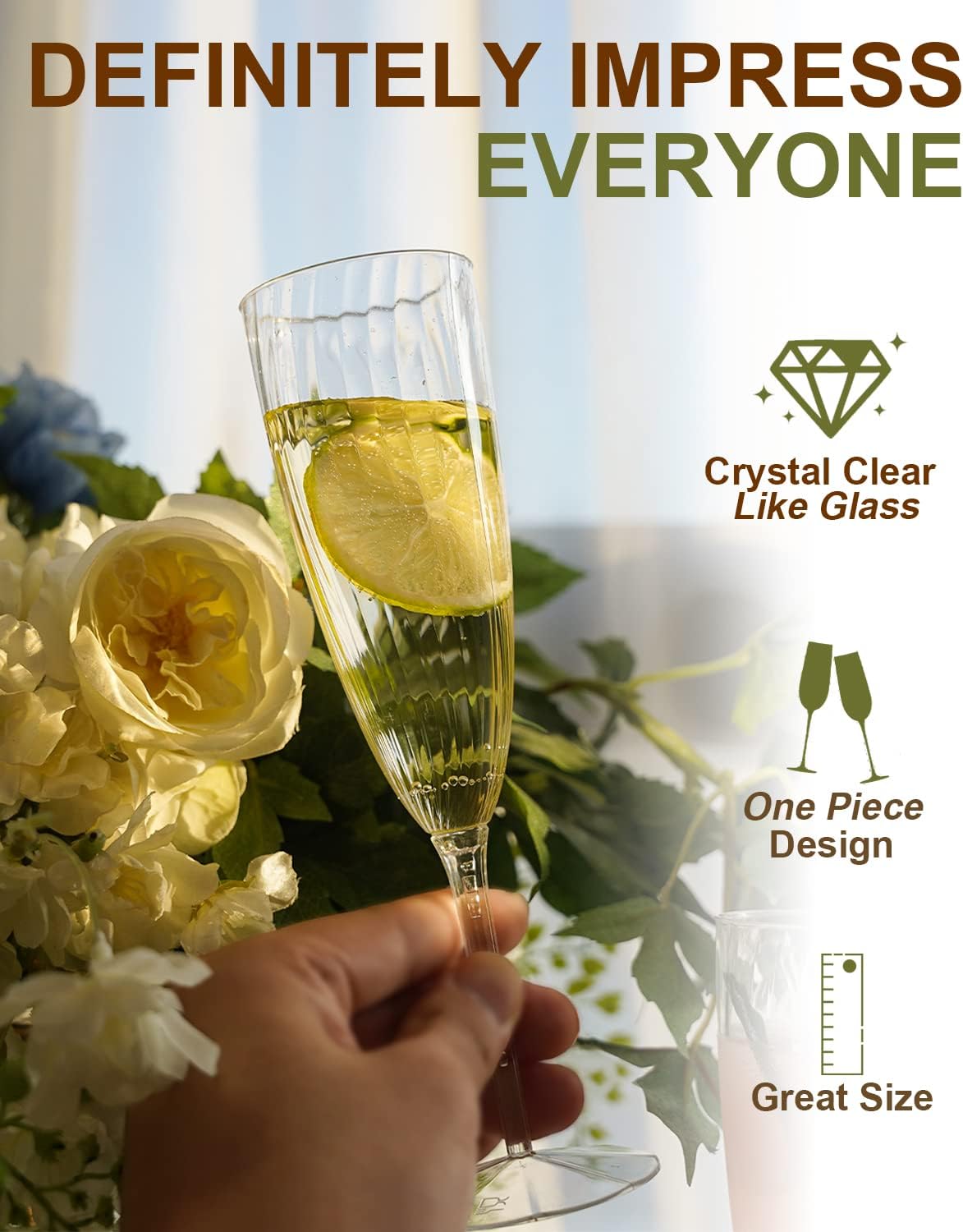 Plastic Champagne Flutes, 36 PCS Clear Disposable Wine Glasses Reusable Plastic Cocktail Cups for