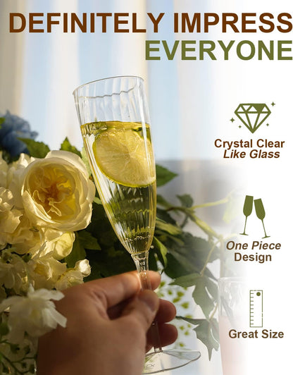 Plastic Champagne Flutes, 36 PCS Clear Disposable Wine Glasses Reusable Plastic Cocktail Cups for