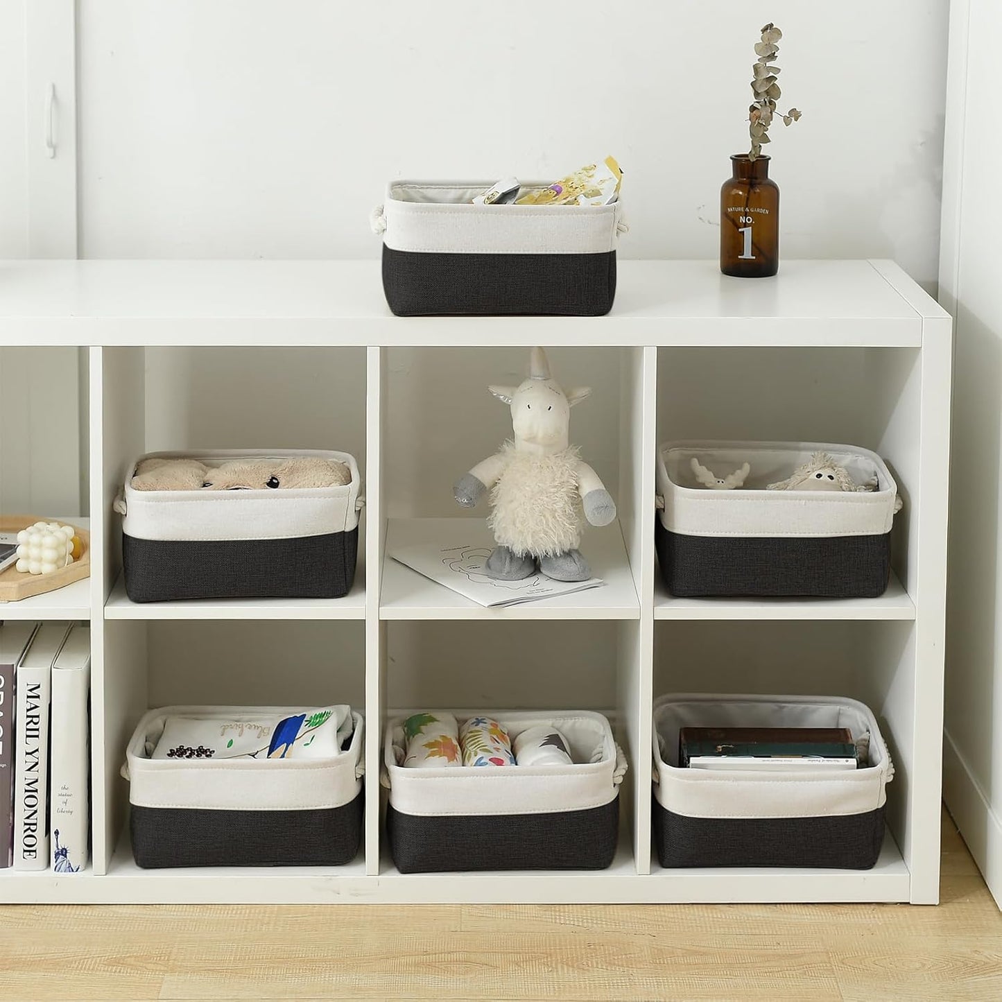 TheWarmHome Storage Bins for Shelves - 6 Pack 11.8x7.8x5.2 inch Collapsible Storage Cubes, Basket