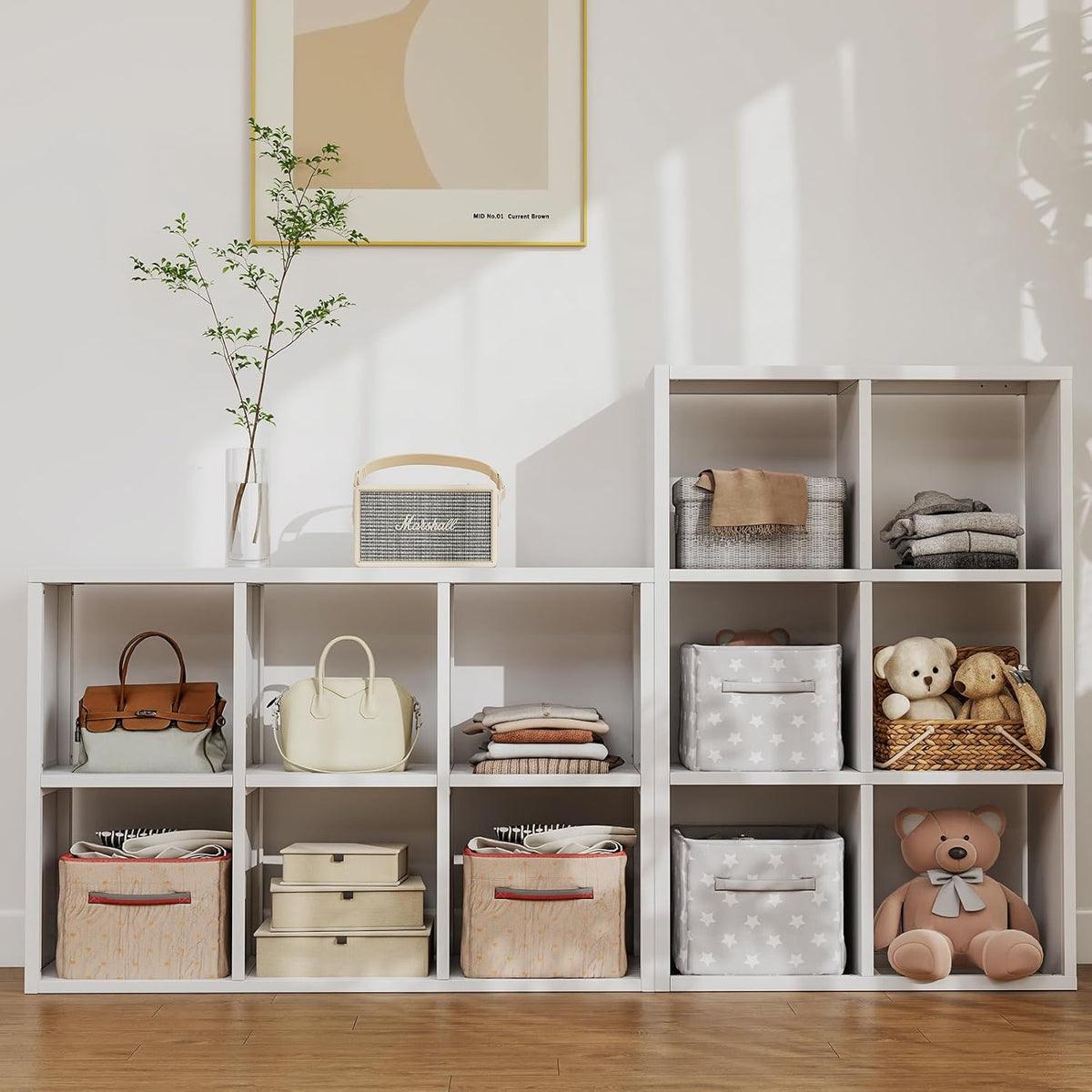 4 Cube Book Shelf - High-Strength Steel Cube Storage Organizer with Open Display Shelves for Living