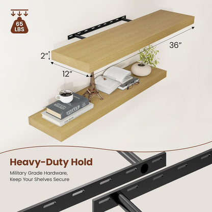 12 Inch Deep Floating Shelves 36 inch Long, 36 x 12 Wide Wall Shelves with Invisible Brackets