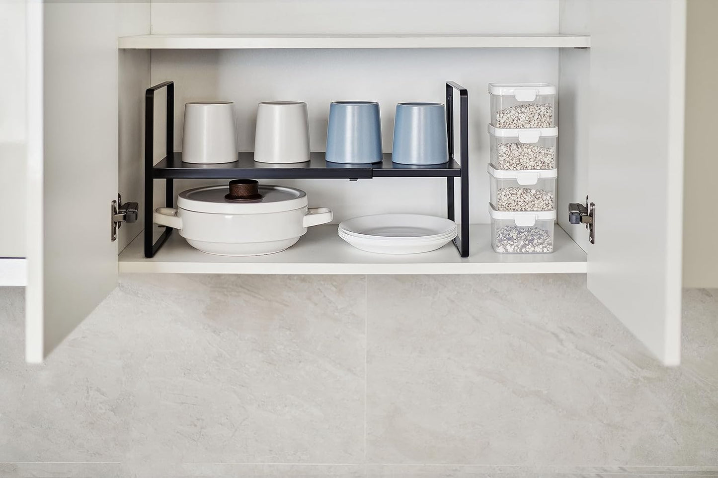 Nxconsu Cabinet Shelf Expandable Height Adjustable Organizer Riser for Kitchen Cabinet Pantry