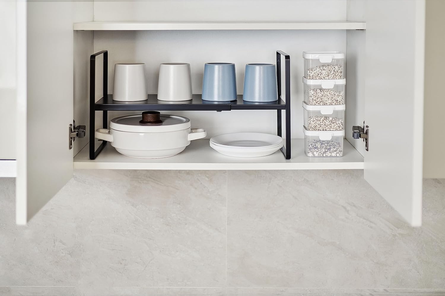 Nxconsu Cabinet Shelf Expandable Height Adjustable Organizer Riser for Kitchen Cabinet Pantry
