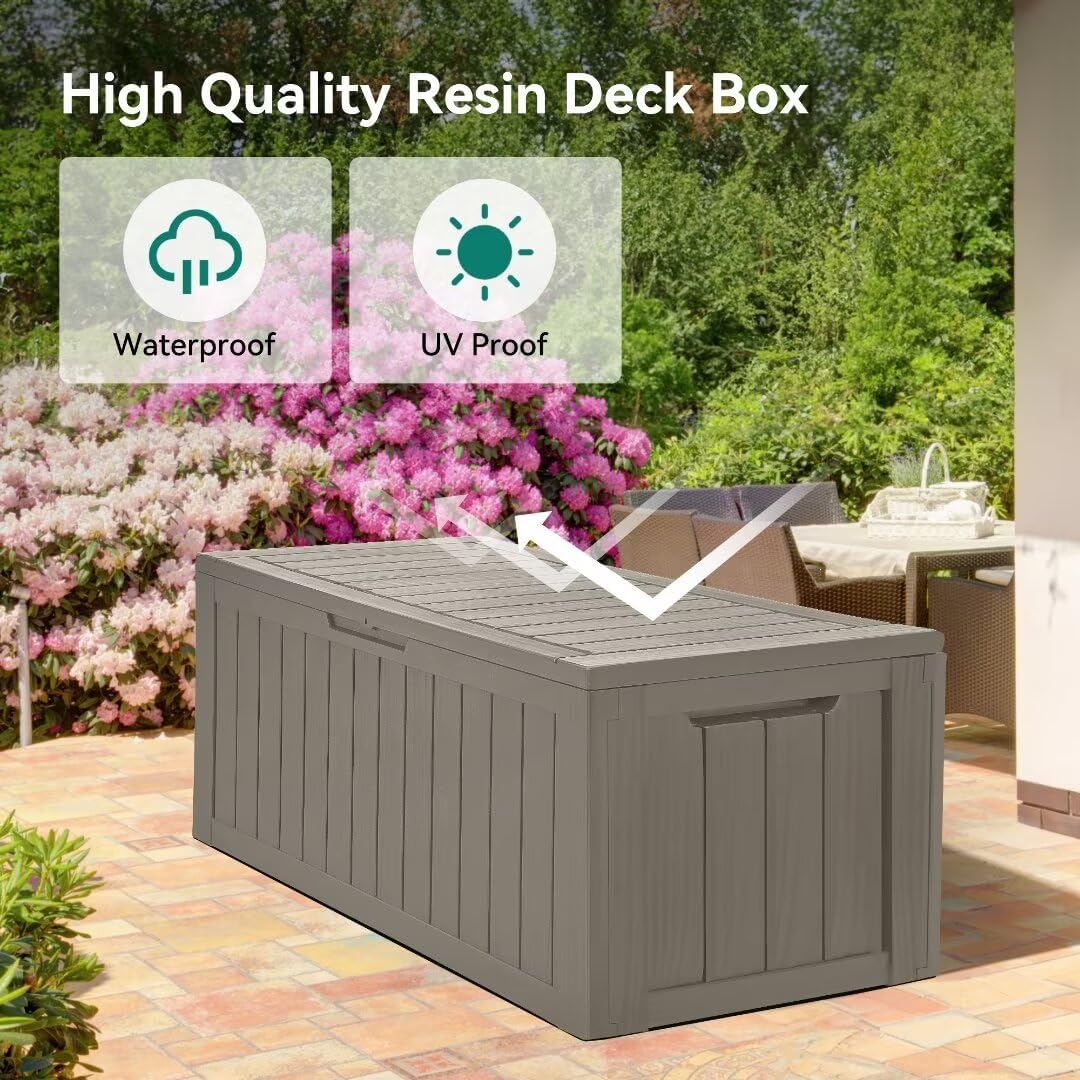 YITAHOME 80-Gallon Waterproof Resin Outdoor Storage Box, Lockable Storage Container for Outdoor