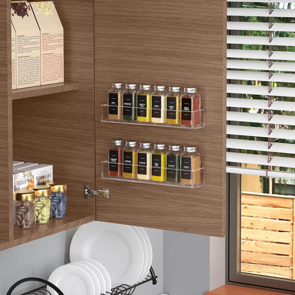 PMMASTO Adhesive Acrylic Spice Rack Organizer with 12 Empty Square Spice Jars, 238 Spice Labels