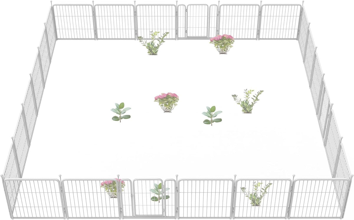 FXW Garden Fence Outdoor for The Yard – 24in(H) x 44.4ft(L) Heavy Duty Metal Animal Barrier for Dog