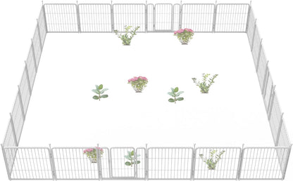 FXW Garden Fence Outdoor for The Yard – 24in(H) x 44.4ft(L) Heavy Duty Metal Animal Barrier for Dog