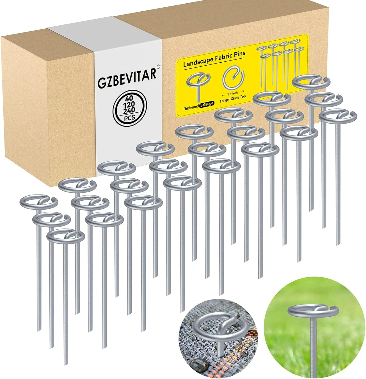 Landscape Fabric Pins, Thickened 8 Gauge Circle Top Landscape Pins, Not Easy to Bend 6 inch