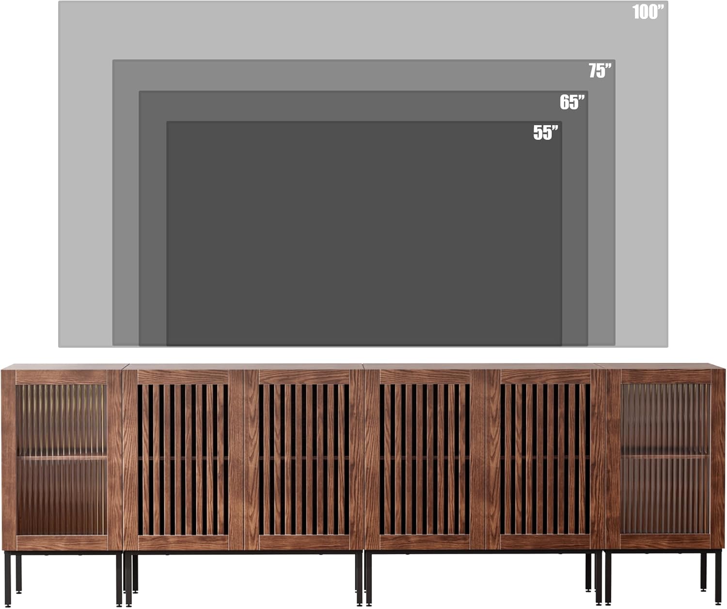Farmhouse TV Stand for TVs up to 100 Inch, Entertainment Center TV Console with Storage Cabinets