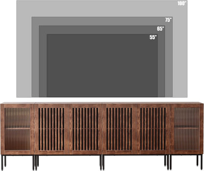Farmhouse TV Stand for TVs up to 100 Inch, Entertainment Center TV Console with Storage Cabinets