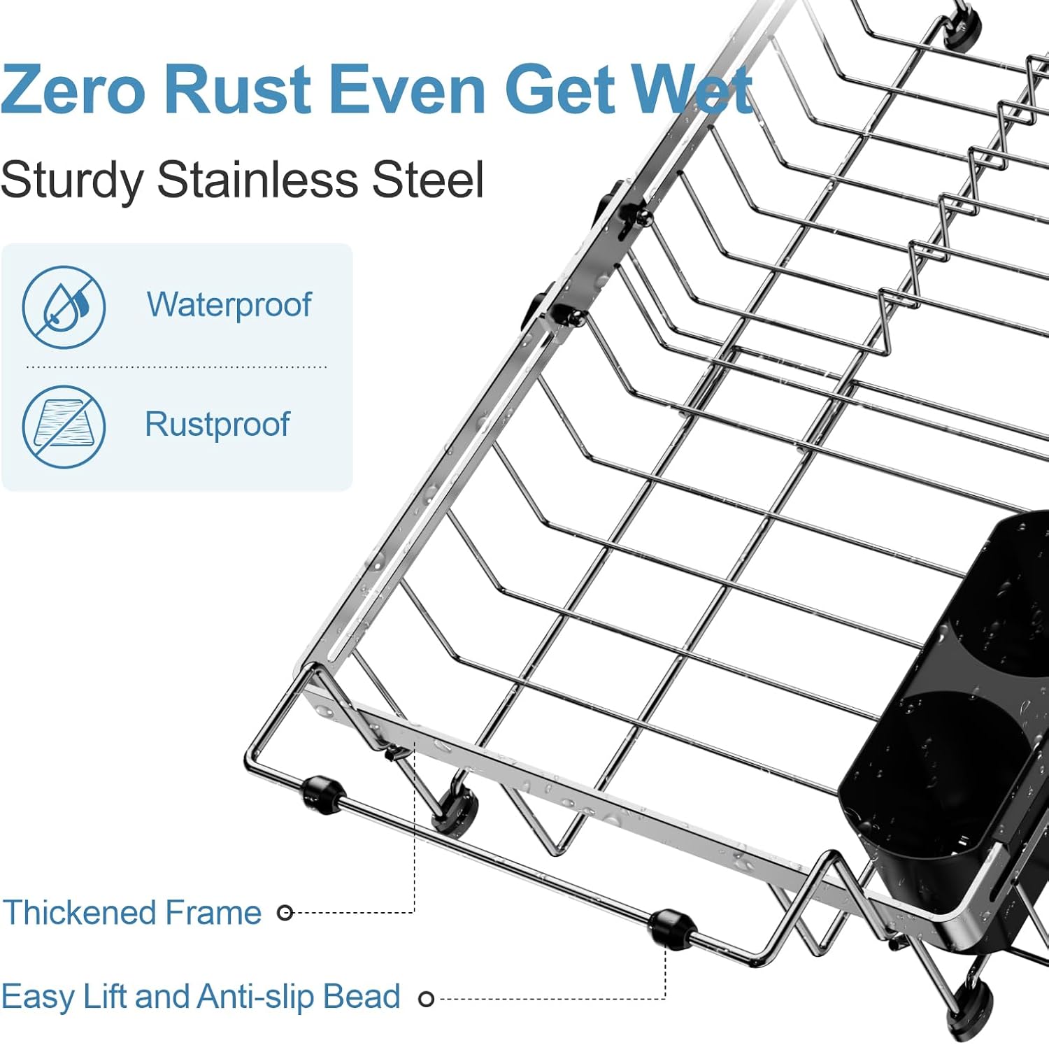 GSlife in Sink Dish Drying Rack - Stainless Steel Capacity Expandable Over The Sink Dish Drainer