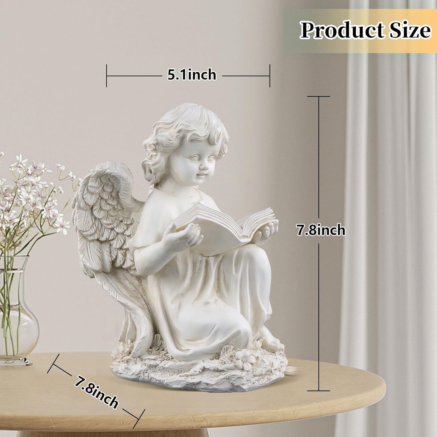 Garden Angel Statues for Outside, Solar Angel for Garden with Bible & Cemetery Decorations for