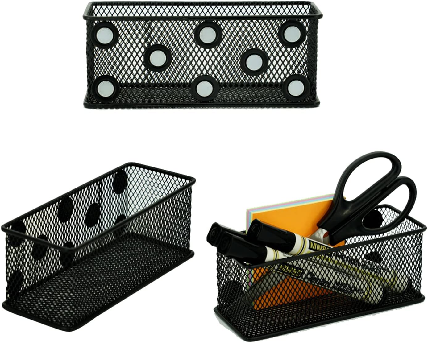 Neudeco Magnetic Locker Organizer and Accessories，Wire Mesh Magnetic Storage Basket ,Magnetic