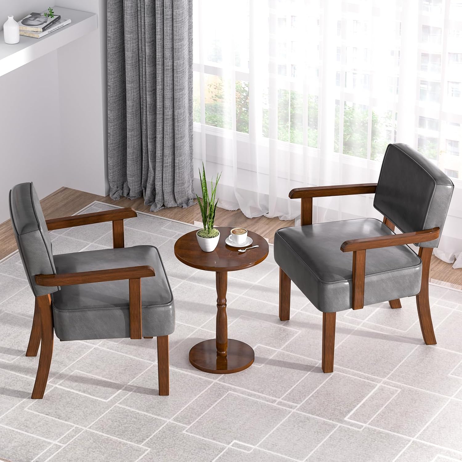 Accent Chair, PU Leather Oversized Living Room Chairs with Soft Seat and Armrests, Armchair for