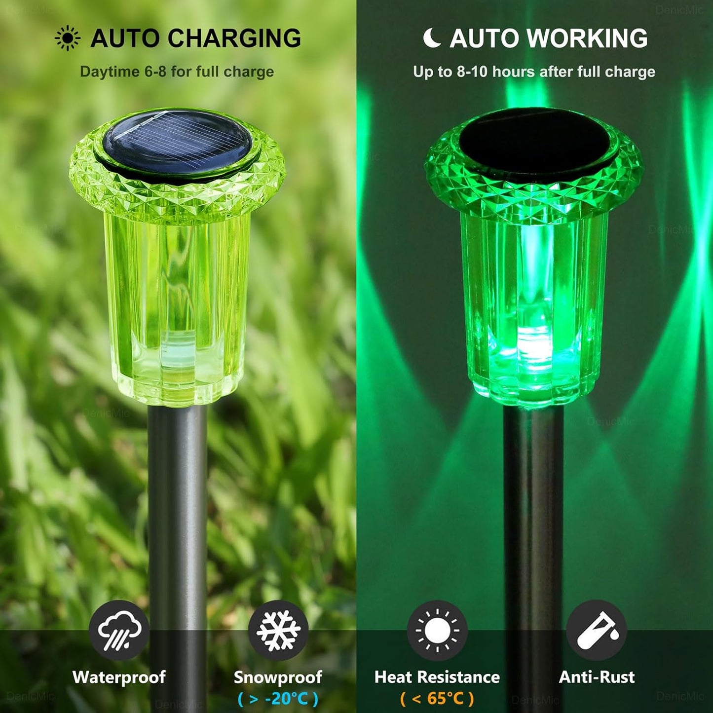 DenicMic Halloween Solar Lights Outdoor 10 Pack Green LED Waterproof Yard Garden Patio Backyard