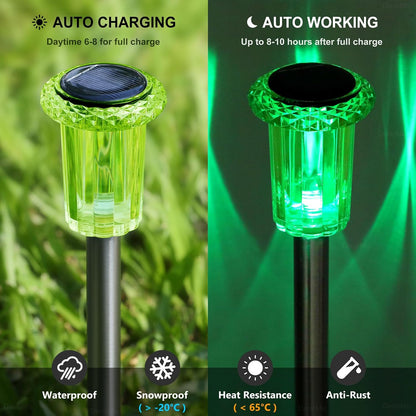 DenicMic Halloween Solar Lights Outdoor 10 Pack Green LED Waterproof Yard Garden Patio Backyard