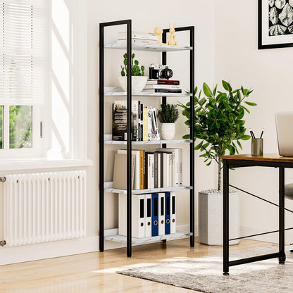 NUMENN Bookshelf, 5 Tier Bookshelves, Home Office Bookcase Shelf Storage Organizer, Free Standing