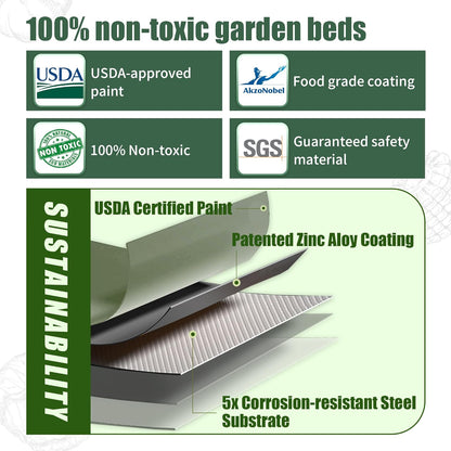 8 X 2 X 1.4 Ft Galvanized Raised Garden Bed,Sturdy and Easy to Assemble Oval Raised Planter Beds