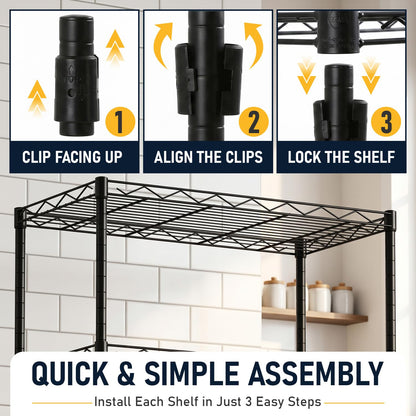 FDW 5 Tier 22L x 12W x 48H Pantry Shelves Adjustable Storage Rack Metal Shelf NSF Shelving Units