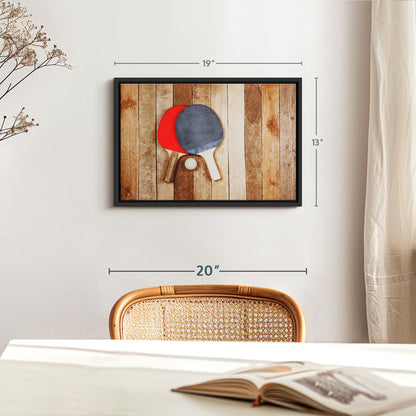 ElephantStock Ping Pong Wall Art - Horizontal Framed Canvas - 1-Piece Living Room Wall Decor