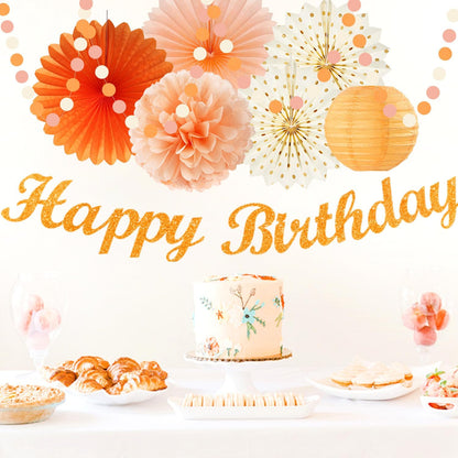 Orange-Beige Fal Boho Birthday Party-Decorations - 21pcs Autumn One Two Sweet Peach Happy