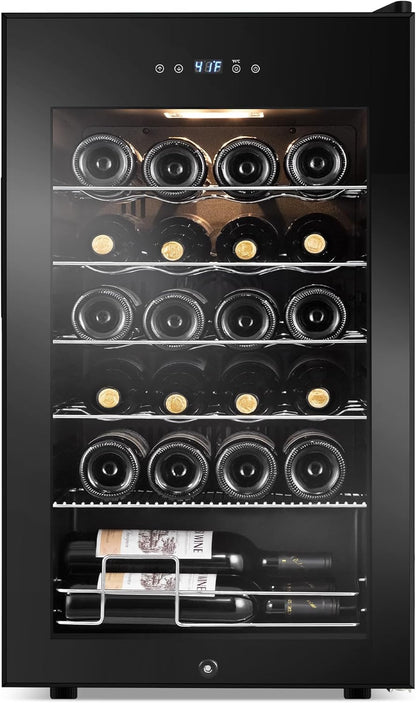 24 Bottles Wine Cooler Refrigerator, Small Wine Fridge Mini Wine Fridge Countertop with Glass Door