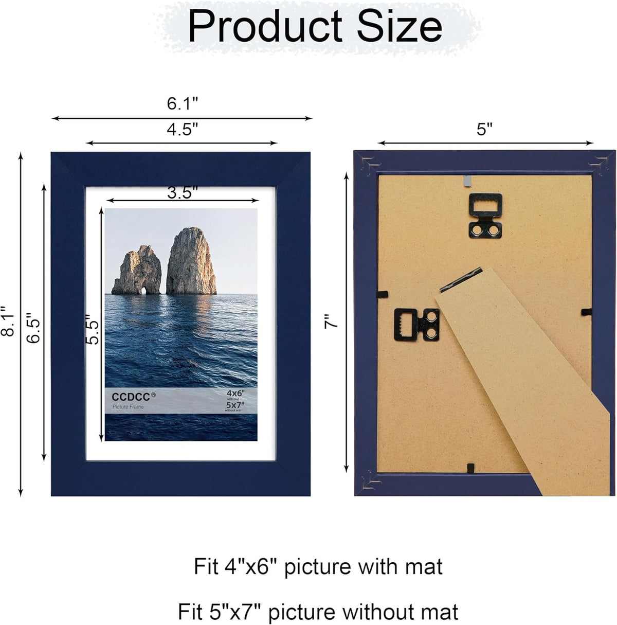 5x7 Picture Frame Set of 4, 5 x 7 Wood Photo Frames with Mat for 4x6, Natural Wooden Frame with