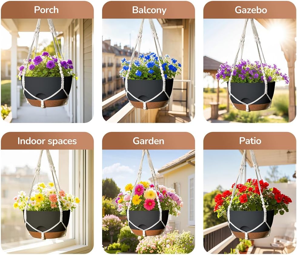 12 Inch Hanging Baskets for Plants Outdoor, Hanging Planters for Indoor Outdoor Plants, Hanging
