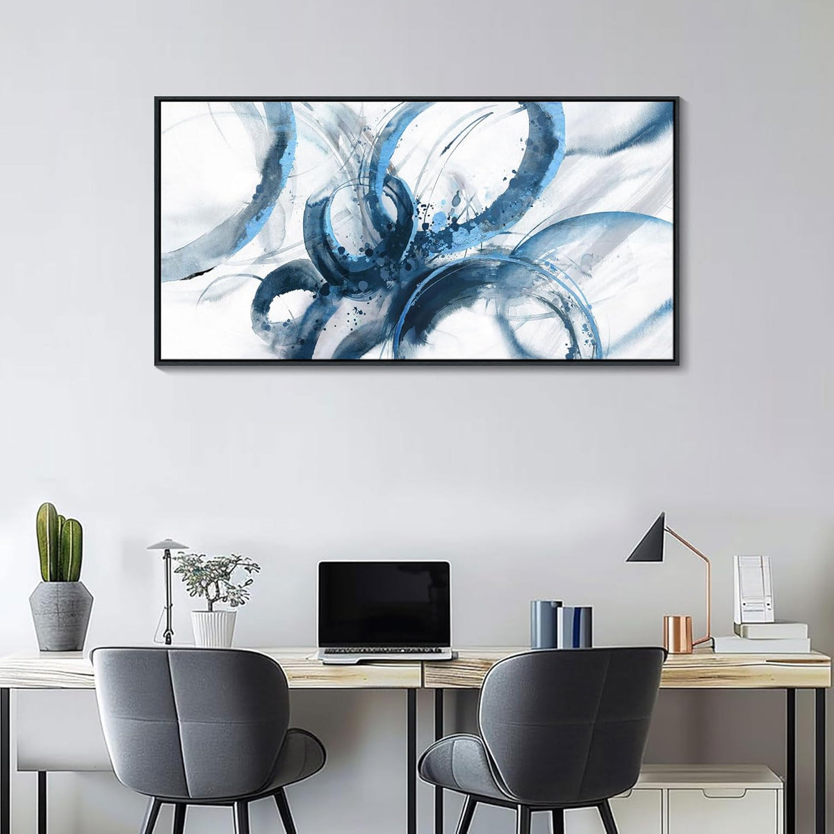 AJAZIKO Blue Wall Art Large Pictures for Living Room Abstract Wall Decor Wall Decoration Print