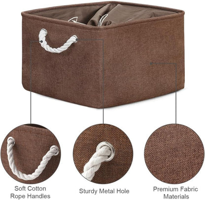 TheWarmHome Organization and Storage Basket for Organizing - 17x14x10 inch 3 Pack Fabric Storage