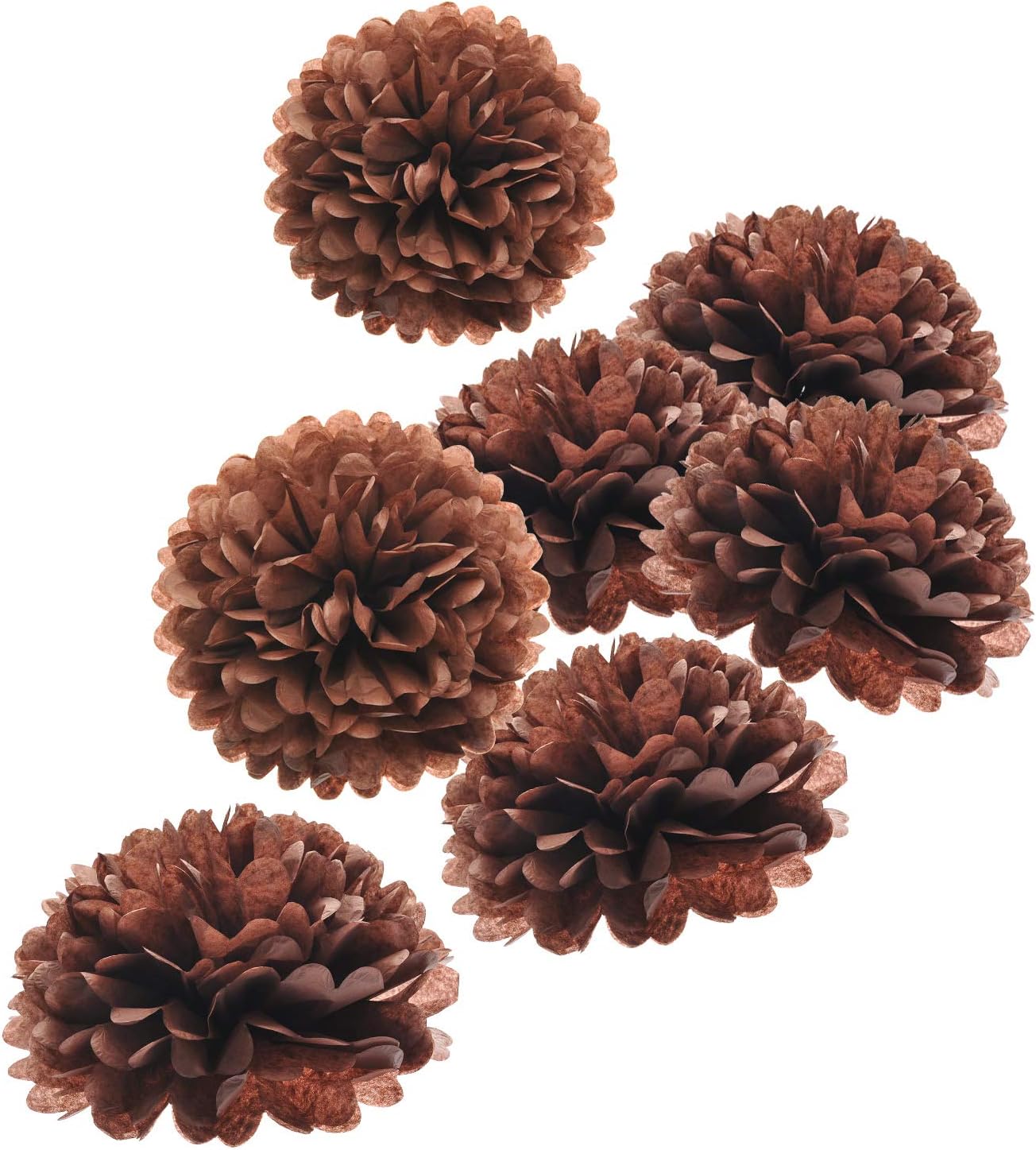 MISU 10" Brown Tissue Pom Poms DIY Tissue Paper Flowers for Birthday Wedding Baby Shower Tea Party