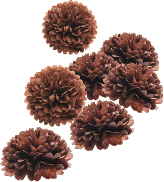 MISU 10" Brown Tissue Pom Poms DIY Tissue Paper Flowers for Birthday Wedding Baby Shower Tea Party