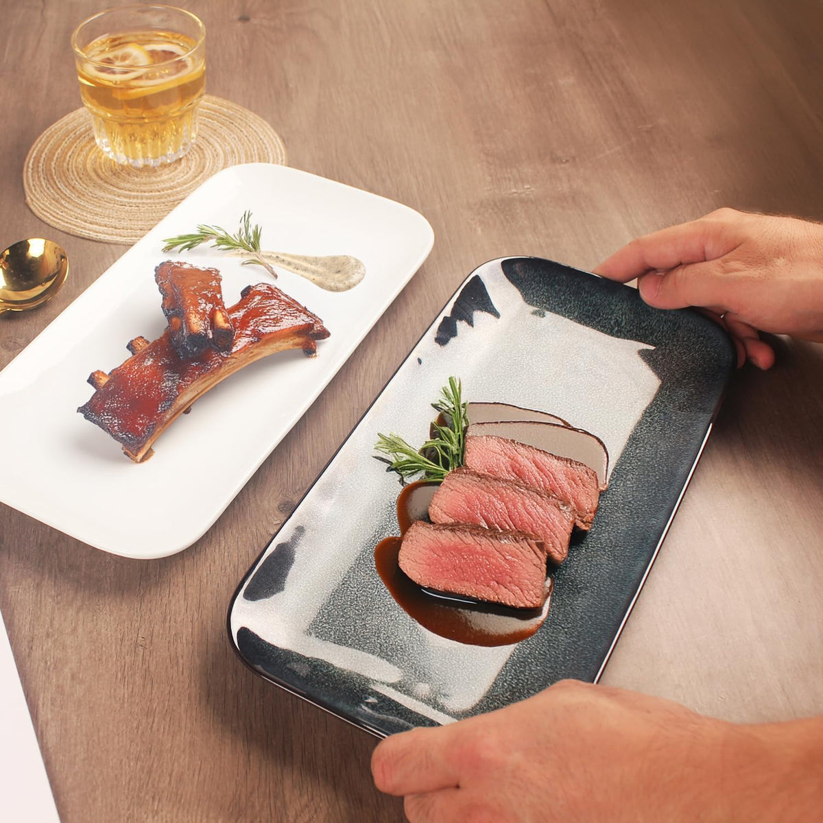 Serving Platters Set of 4, Rectangular Serving Plates, Serving Trays for Entertaining Party