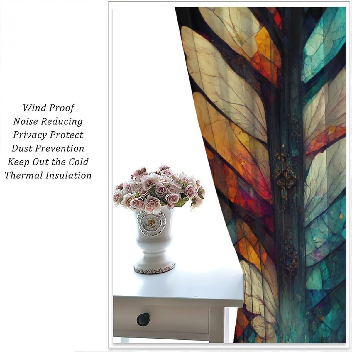 Stained Glass Curtains,Vintage Magical Colorful Abstract Art Home Decor Drapes for Bedroom Living