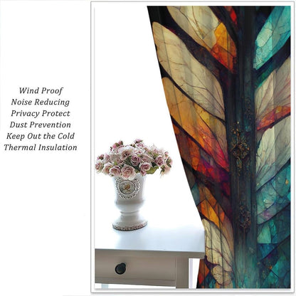 Stained Glass Curtains,Vintage Magical Colorful Abstract Art Home Decor Drapes for Bedroom Living