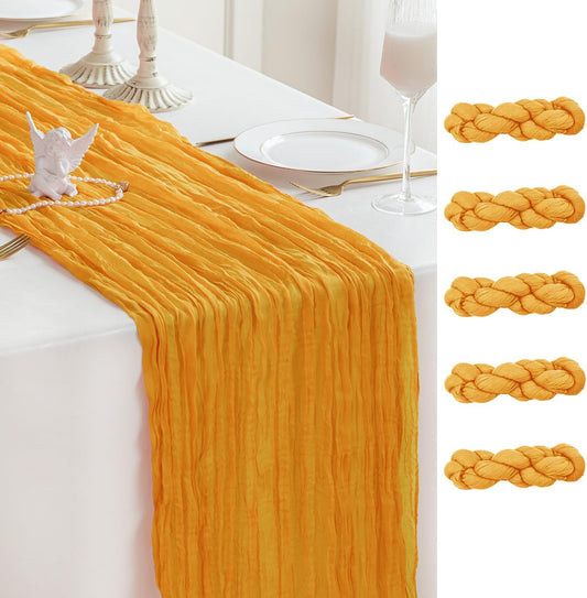 Sioloc Yellow Cheesecloth Table Runner Fall Autumn Decor for Home 10ft Table Cloth for Wedding