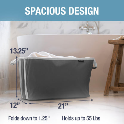 CleverMade Collapsible Laundry Basket, 60L Pop-Up Hamper, 2 Pack, Charcoal