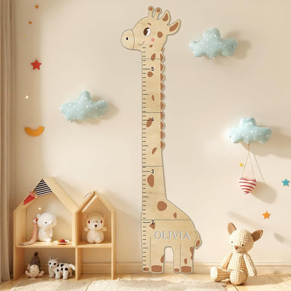 Personalized Name Kids Growth Chart for Wall, Cute Giraffe Wooden Growth Chart Kids Height Chart