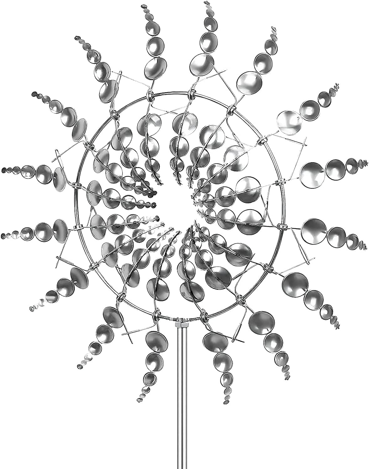 Unique and Magical Metal Windmill, 3D Wind Powered Kinetic Sculpture, Metal Wind Spinner Solar