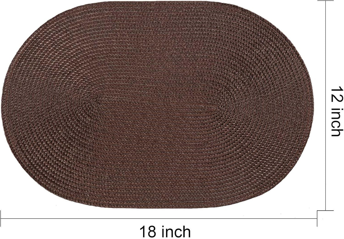 AHHFSMEI Placemats Set of 6 for Dining Table Washable Woven Vinyl Non-Slip 18x12 inches Placemat
