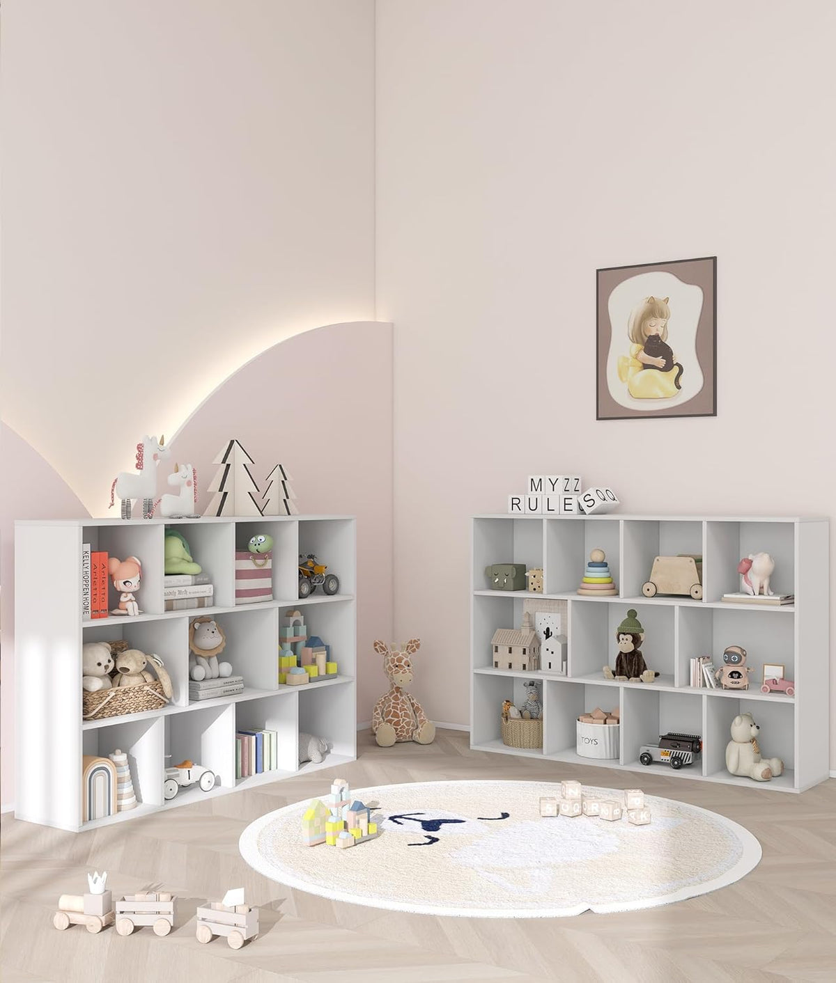 11 Cube White Kids Toy Storage Organizer & Bookshelf – Toy and Book Storage for Kids, Baby