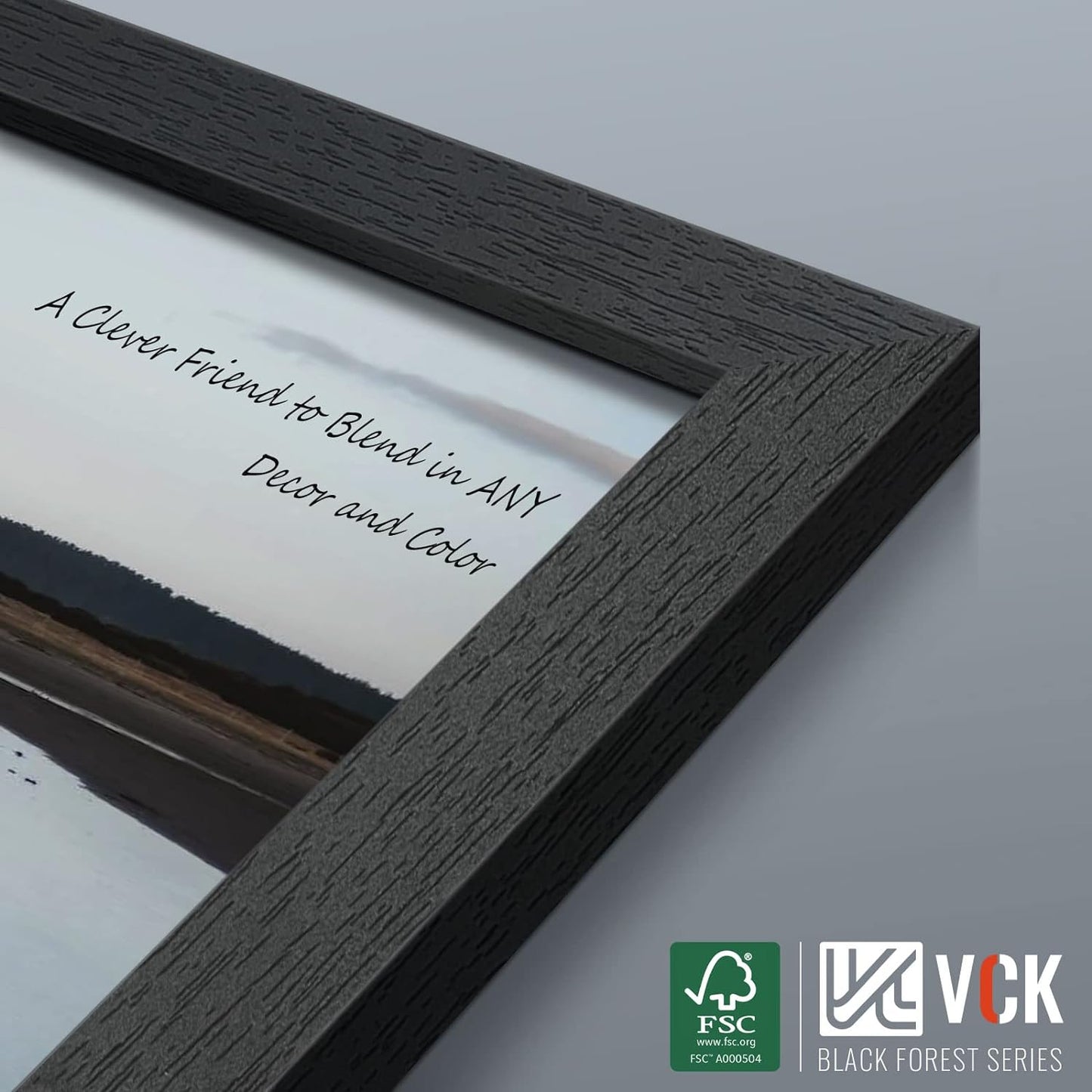 VCK 27x40 Solid Wood Poster Frames Set of 3, Exclusive Woodgrain Black Picture Frame, Wall Mounting