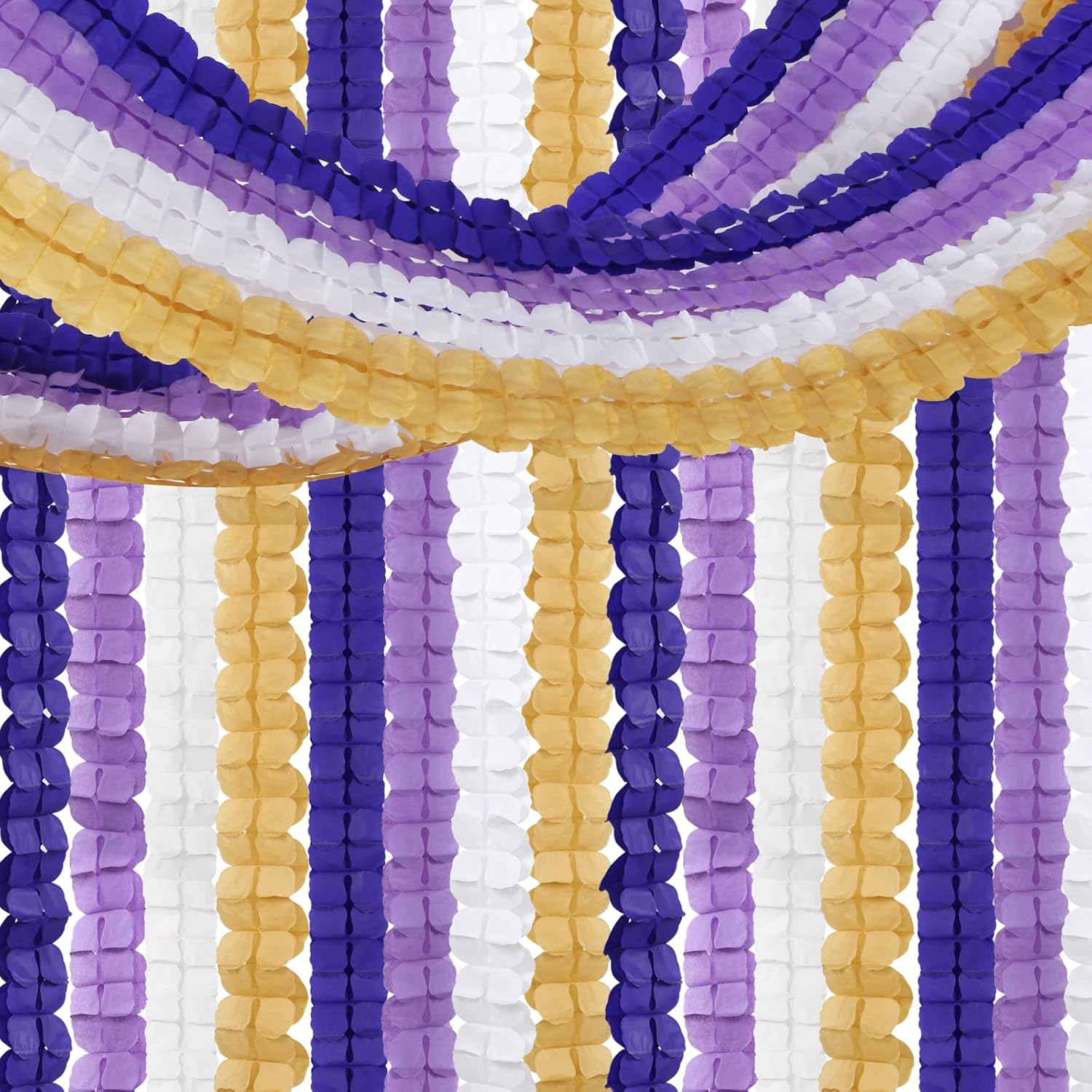Purple-Gold Party Decorations Garland Streamers - 12pcs White Purple Lavender Graduation 4-Leaf