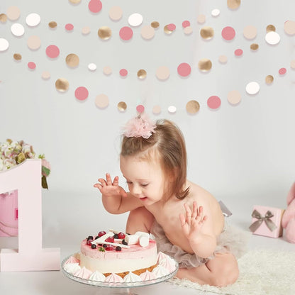Champagne Gold Dusty Pink Decorations Circle Dots Garland Gold Pink Nude Neutral Cream White Boho