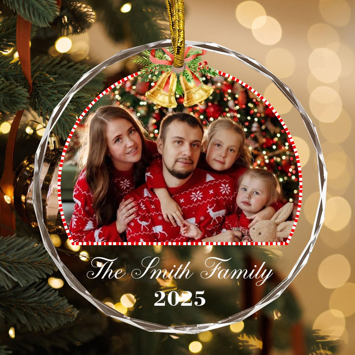 Christmas Tree Decor, Personalized Crystal Photo Ornaments, Custom Ornaments for Family, Decorative