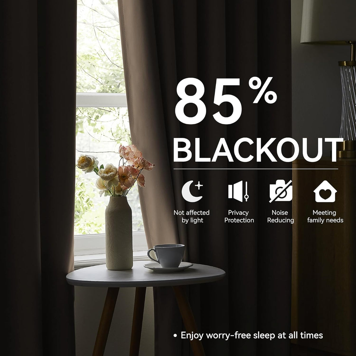 KangBang Taupe Blackout Curtains 105 Inches Long, Extra Wide Pinch Pleated Room Darkening Privacy
