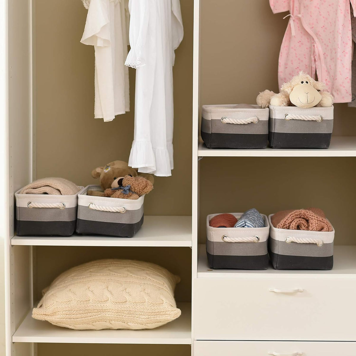Small Storage Baskets for Shelves,Fabric Storage Baskets for Closet,Rectangular Collapsible Baskets
