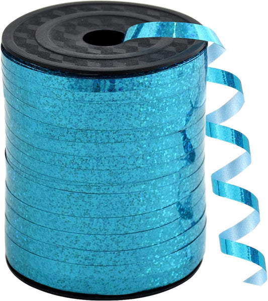 BEISHIDA 500 Yards Curling Ribbon for Balloon String Light Blue Teal Crimped Shiny Metallic Roll