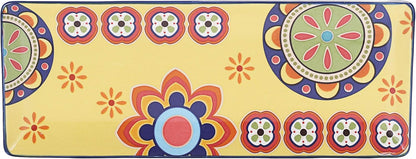 Bico Tunisian Ceramic 14 inch Rectangular Serving Platter, Set of 2, for Serving Salad, Pasta
