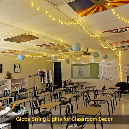 JMEXSUSS 100 LED Connectable Globe String Lights Indoor Bedroom, 33ft Warm White Christmas String